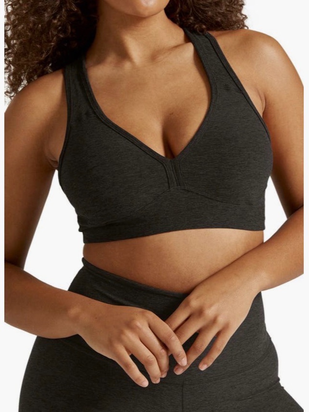 Beyond Yoga Lift Your Spirits Spacedye Sports Bra in Darkest Night